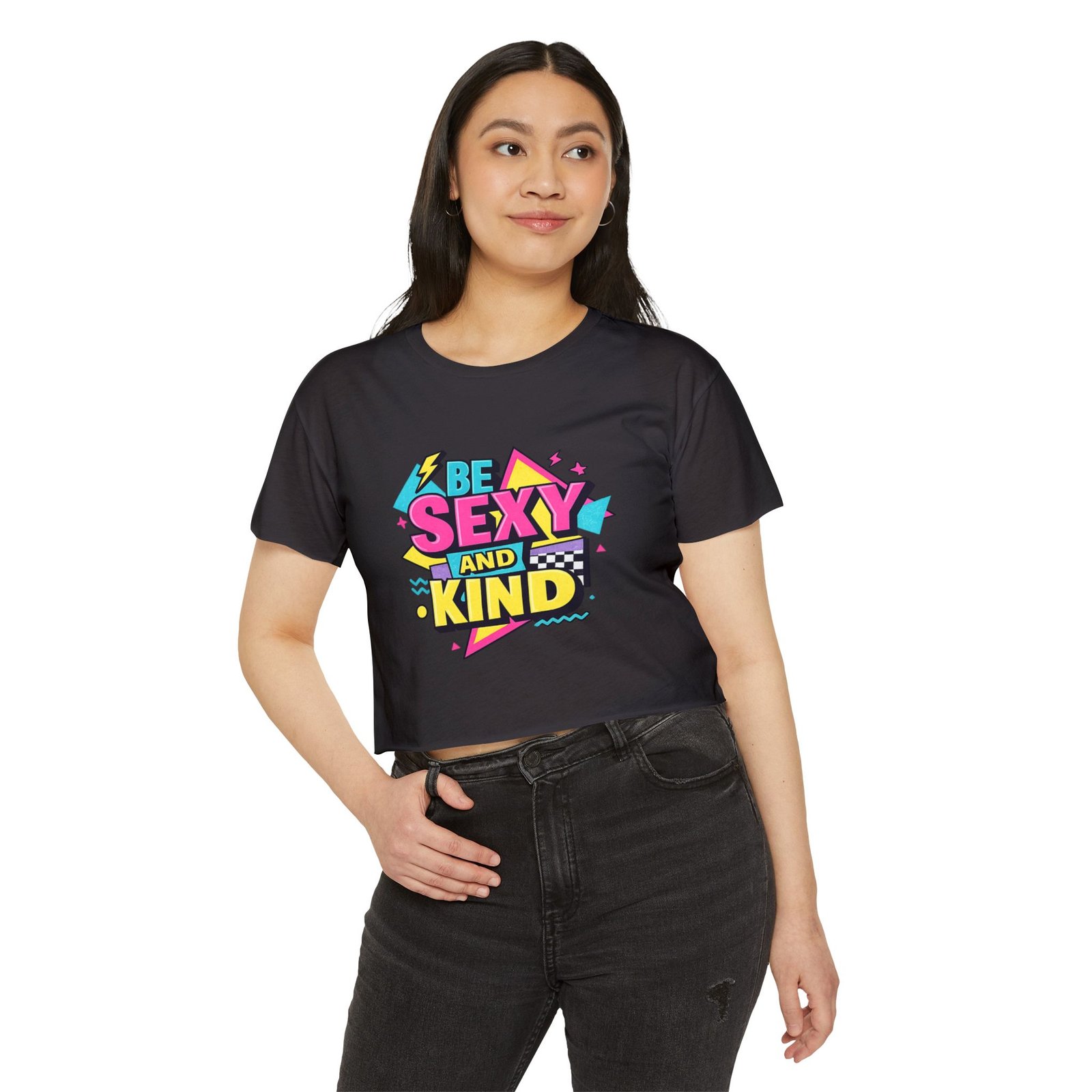 Be Sexy and Kind Crop Top — Women's Festival Graphic Tee - Image 3